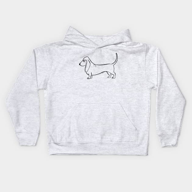 Standing Basset Hound Kids Hoodie by illucalliart